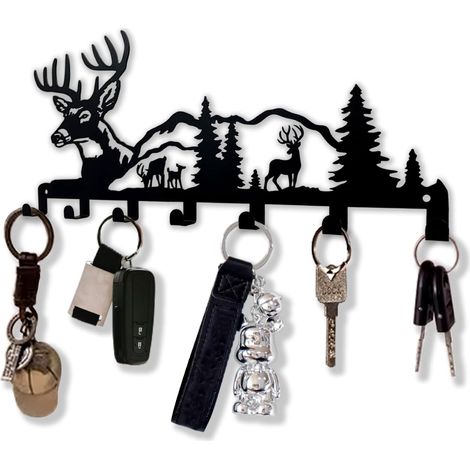 Porte-clés Murale - Porte-clés en Métal avec 7 Crochets - Organisateur de Clés pour Entrée Cuisine Bureau - 30,5 x 15,2 cm - 1 Pièce (1/5)