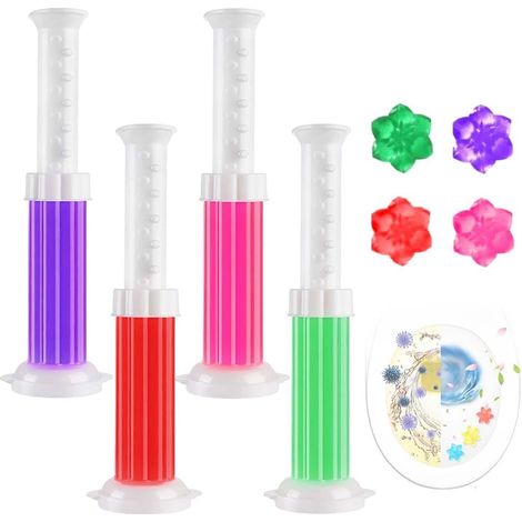 4 Pièces Gel WC, Tampons En Gel Pour Cuvette De Toilette, Recharges De Toilette, Parfumé Aux Fleurs, Distributeur (Regardez la vidéo pour apprendre à l'utiliser) (1/5)