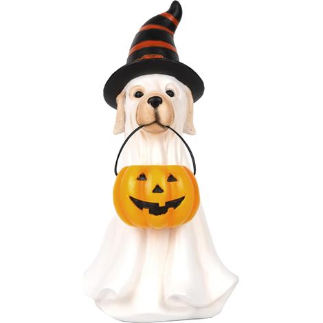 Figurine Fantôme Décoration Maison Chien Mignon Effrayant en Résine  Statuette De Table Chiot Avec Chapeau De Sorcière Pour Cuisine Chambre Entrée Balcon Fenêtre Table (1/5)