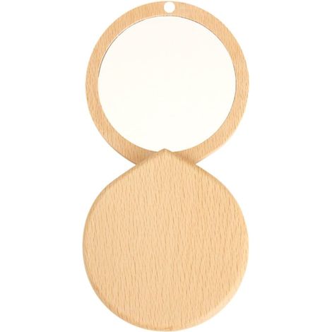 Miroir Compact Réversible en Bois Léger pour Maquillage et Usage Quotidien Féminin (1/5)