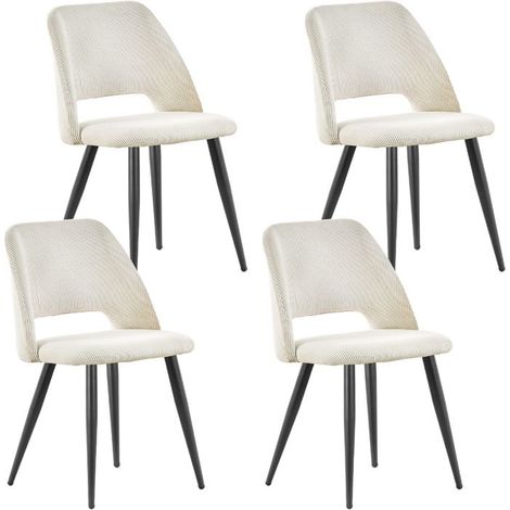Chaise salle à manger - WAFTING - Lot de 4 - Velours beige - Pieds métal - Style scandinave (1/5)