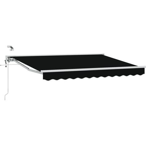 Store banne motorisé rétractable noir et blanc 3 x 2,5 mètres (1/5)