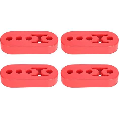 Soporte de silenciador a juego, soporte de tubo de escape, 4 piezas, soporte universal para tubo de escape, 4 orificios, poliuretano de 12 mm, soporte de escape de silenciador ajustable, rojo