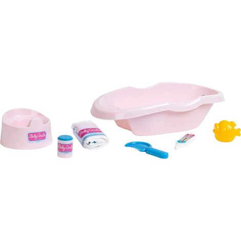 Theo Klein 1647 Set Vasca da bagno Baby Coralie, Per bambole di grandezza fino a 35 cm, Numerosi accessori per la cura e il bagnetto, Giocattolo per bambini a partire dai 3 anni (1/5)