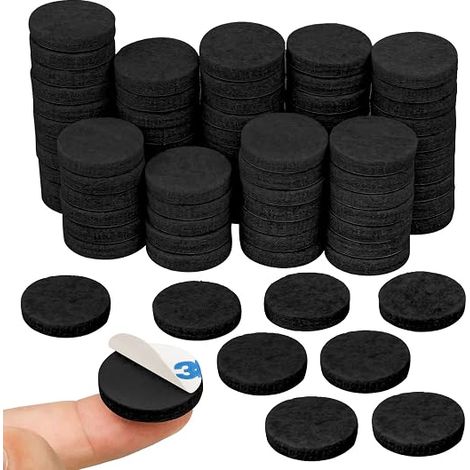 80 boutons de meubles en feutre (noir, diamètre 2,5 cm, épaisseur 2 mm) (1/5)