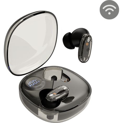 Mars Gaming MHIB2, cuffie Bluetooth 5.4, suono coinvolgente, design ergonomico semitrasparente e ultracompatto, 24 ore di riproduzione, cuffie wireless con custodia e indicatore LED, nero