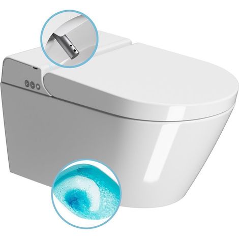 WC suspendu WCLEAN Swirlflush avec bidet électronique intégré, blanc ExtraGlaze (1/4)
