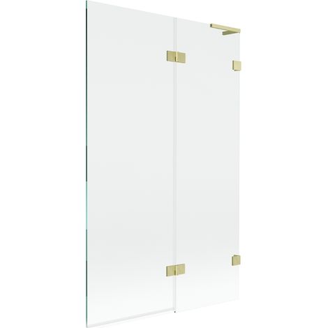 Mexen Lunar L Badewannenwand 2-flügelig rechts 110 x 150 cm, transparent, gold gebürstet - 897L-110-100-55-00-P (1/5)