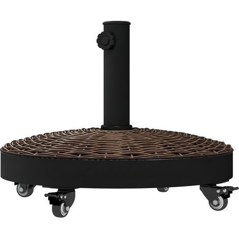 Sonnenschirm-Gewichtsfuß, 22,7 kg schwerer Sockel aus Bronzeharz mit 4 Rädern, Abmessungen Ø 52 x 41 cm (Höhe), einfache Stabilisierung und bequeme Bewegung.
