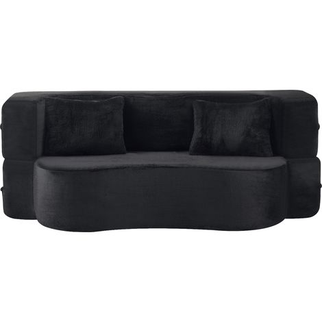 CHICFURN Divano letto 180 x 55 x 70 cm in schiuma nera, pieghevole, senza montaggio per soggiorno (1/5)
