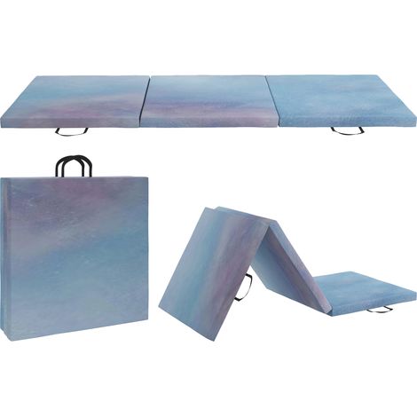 HOMCOM Tappetino da Ginnastica 180 cm Pieghevole, Spesso 5 cm, Azzurro (1/5)