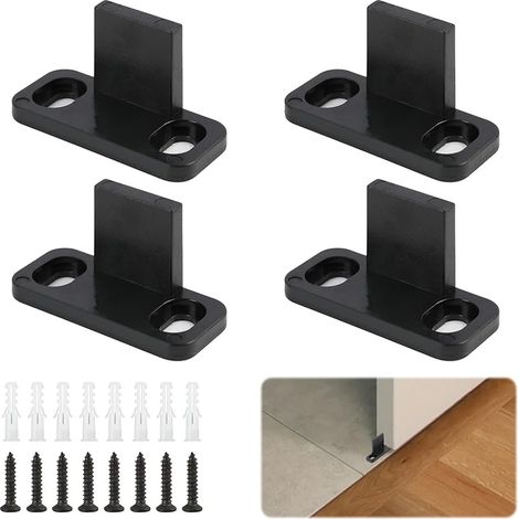 4 Pièces Guides de Porte Coulissante, Guide Porte Coulissante Placard, Guide Portail Coulissant, Guides de Sol et Antibruit pour Portes de Grange, Placards et Autres Portes Coulissantes, Vis Incluses (1/5)