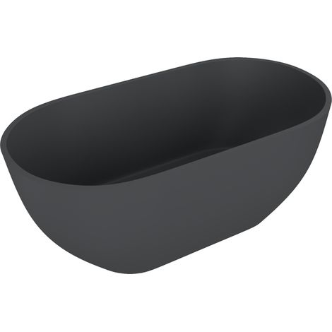 Baignoire îlot REDUTA, marbre coulé 150x75x58cm, anthracite mat (1/3)