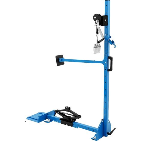 Herramienta para reparar abolladuras de coche, potencia de tracción de 800 kg, altura del cabrestante ajustable, color azul. (1/2)