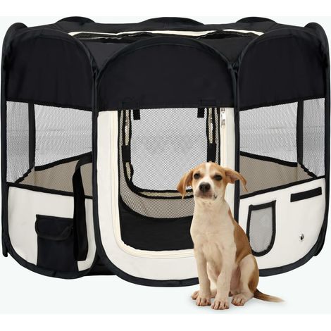 Niche pour Chiens Chenil extérieur Parc Enclos pour chiens pliable avec sac de transport Noir 90x90x58 cm CFW658526 CFW622506 (1/5)