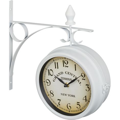 Pratico orologio da parete retrò design vintage 30 x 30 cm atmosfera accogliente in plastica bianca 130013299
