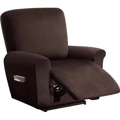Elastique Canapé Relax Sofa Housse avec Poche, 1Place Fauteuil Relax Housse De Canapé Antidérapant ,Cafe (1/4)