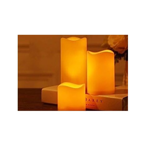 Set of 3 battery-operated flameless LED candles for indoor or outdoor use with a 6-hour timer (7.6 x 15.2 cm) (1/3)