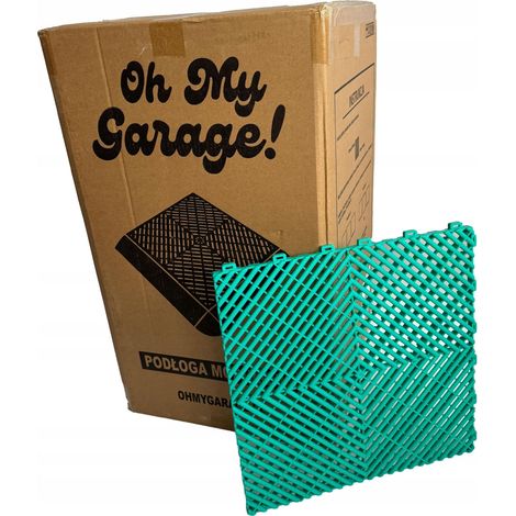 Baldosas modulares tipo puzle para suelos de garaje, taller y detailing (verde esmeralda) 40x40 (1/5)