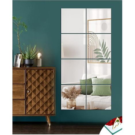 8 Pièces Miroir, Bord Poli, Verre HD, Auto-adhésif, Pour Salle De Bain, Chambre (1/5)