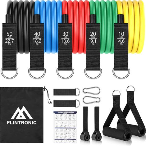 Elastic Resistance Bands, 5-Piece Resistance Band Set, Different Levels Up to 150 lbs, for Yoga, Stretching, Sculpting, Twisting, Weight Loss (1/5)
