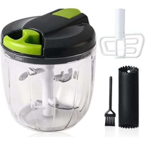 FENOPLASTICACoupe-oignons manuel, hachoir à oignons de 900 ml avec 5 lames en acier inoxydable et mélangeur manuel, coupe-légumes manuel, hachoir à oignons pour oignons, légumes, fruits, ail (1/4)