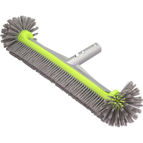 Brosse de piscine de 43 cm – Convient pour le fond, les parois et les marches de la piscine – Poils en nylon haute densité – Compatible avec une perche télescopique – Verte
