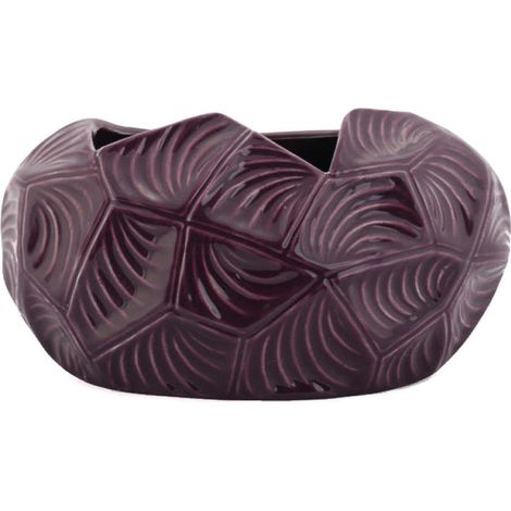 Vaso decorativo multifunzionale in ceramica viola con piedini antiscivolo. (1/2)