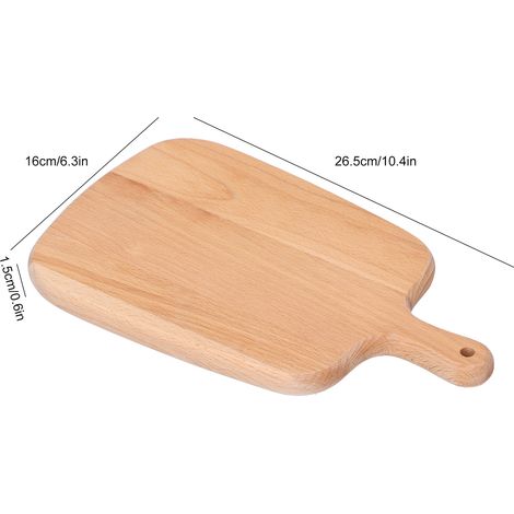 Planche à découper en hêtre pour barbecue, pizza, pain, légumes et fruits, 26,5 x 16 x 1,5 (1/5)