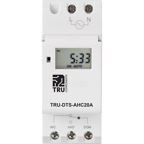 TRU COMPONENTS TC-8576104 Interrupteur horaire pour rail TRU-DTS-AHC20A 230 V/AC programme hebdomadaire Q117582 (1/5)