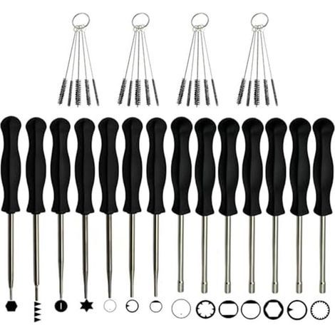 Kit di attrezzi per la regolazione del carburatore, 18 pezzi in metallo con impugnatura ergonomica, per motoseghe, tosaerba, soffiatori di foglie e manutenzione di motori a due tempi (1/4)