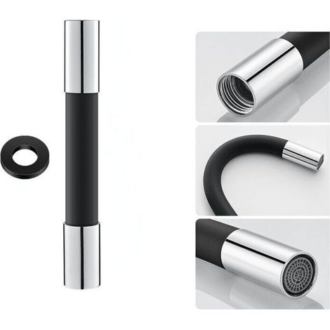 30cm Long Black Extension Hose for Foam Sprayers, 360° Adjustable Swivel Flexible Silicone. (1/5)