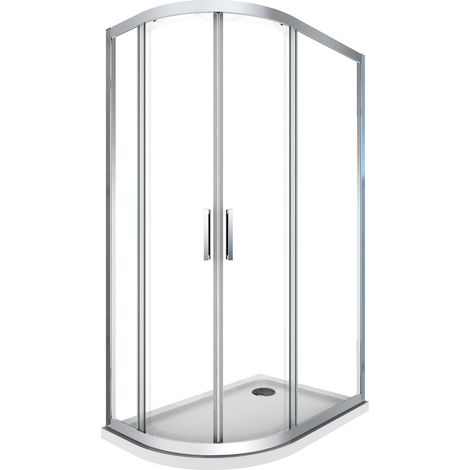 Cabine de Douche de 6 mm angulaire semi-circulaire avec profil chromé, compris de receveur douche H.190 - 80 x 120 droit