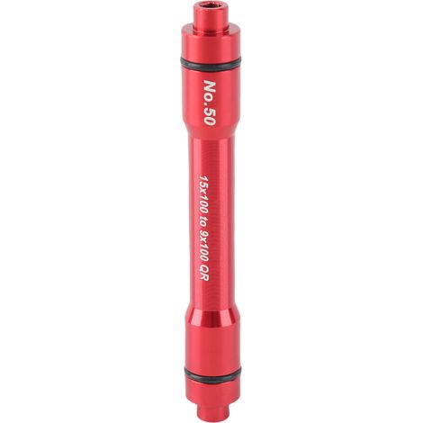 Adaptateur de moyeu d'axe traversant de vélo de 15 mm vers brochette à dégagement rapide de 9 mm pour roue avant de 100 mm (rouge) (1/5)