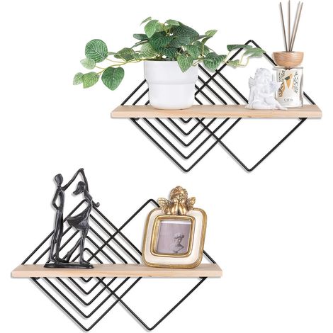 Étagères en Bois Flottantes Géométriques Modernes, Lot de 2 (1/5)