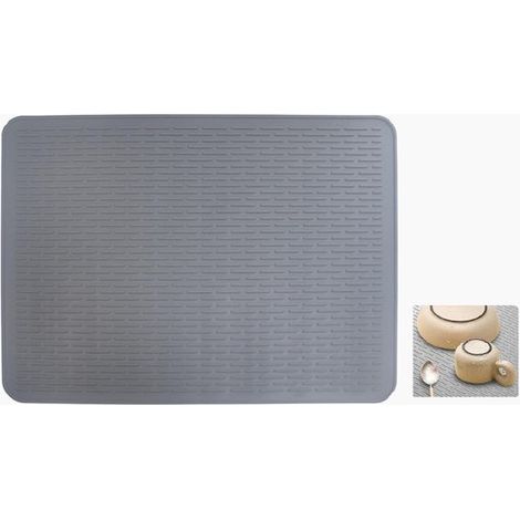 Tappetino asciugapiatti in silicone, tappetino per piatti, scolapiatti in silicone, tappetino per piatti per accessori da piano di lavoro, resistente al calore e antiscivolo, 51 cm  71 cm, grigio (1/5)