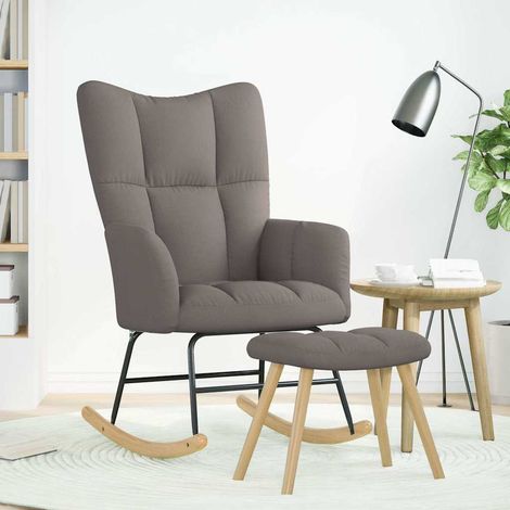 Chaise à bascule avec repose-pied Taupe Tissu (1/5)