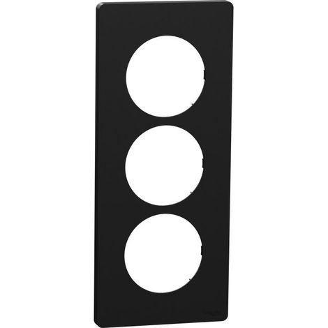 Schneider - Odace Architecte 2025 - Plaque de finition 3 postes entraxe spu00e9cifique 57mm - Noir onyx - Ru00e9f : S940816 (1/3)