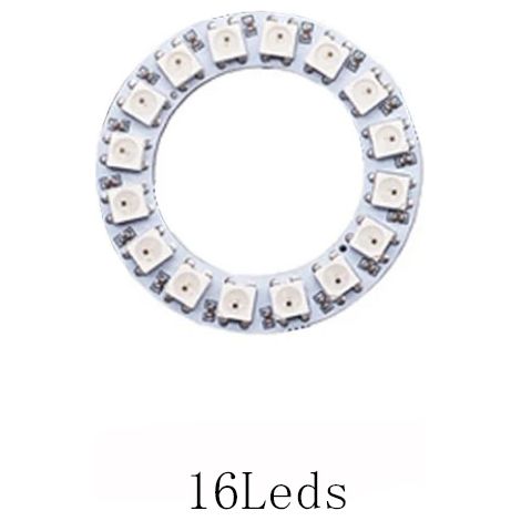 (Anneau de 16 LED seulement - Circuit imprimé noir) Anneau de pixels LED WS2812B DC5V, adressable individuellement, 5050 RGB, circuit intégré WS2812, module LED intégré et contrôleur USB à 14 touches  (1/5)