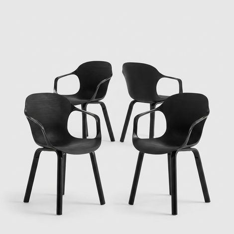 Juego de 4 sillas de comedor con diseño contemporáneo Corto - Negro (1/5)