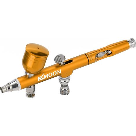 KKMOON Tragbares Mini-Sprühpumpen-Set mit Luftkompressor für Kunst, Malerei, Basteln, Tortendekoration und Modellbau – Gelb