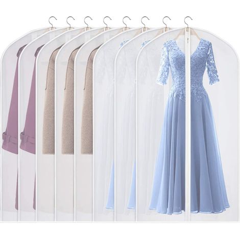 Housse de protection vêtement PEVA transparente 60×120cm 5 pièces fermeture éclair étanche lavable anti-poussière penderie (1/5)