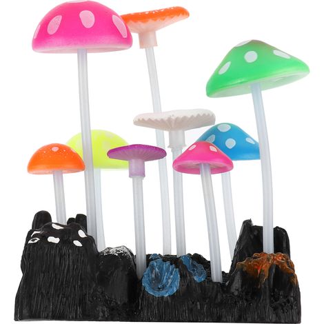 Simulation Mushrooms Aquarium Decoration Glowing Rockery Aquarium Decoration for Fish Tank Landscape (1/5)