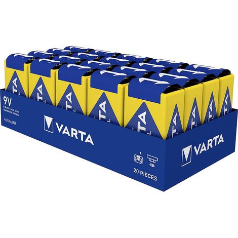 Confezione 20 batterie 9v - 6lr61 varta industrial pro 26,5x17,5x48,5mm