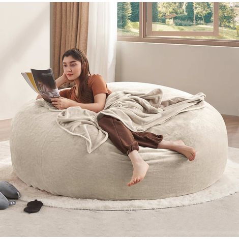 Puf sofá convertible, asiento relax y cama temporal, forma adaptable, funda lavable, espuma, color albaricoque PU (1/5)