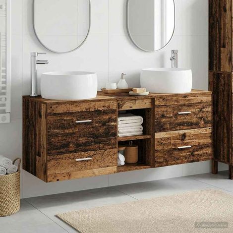 vidaXL Bathroom Furniture Set 3 pcs Old Wood 49.5 x 44.5 x 66 cm (1/5)