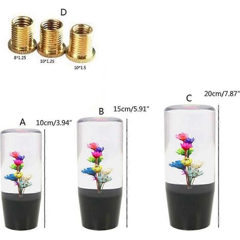 Pommeau de levier de vitesse avec cache-fleurs naturelles pour voiture à transmission manuelle - 20 cm (1/4)