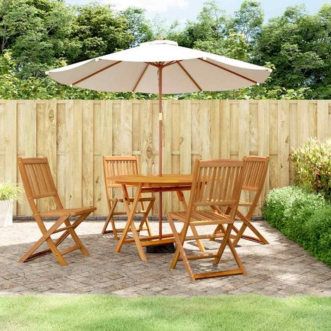 vidaXL Juego de comedor de jardín 5 piezas madera maciza de acacia (1/5)