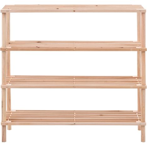INLIFE Range-chaussures Bois de sapin solide à 4 étagères (1/5)