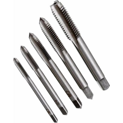 Jeu de tarauds Healeved 5 pièces HSS à goujure droite et pointe hélicoïdale pour vis métaux M5-M8,